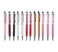 Asuinxurr Lot de 12 stylos à bille Bling Bling 2 en 1 fin avec strass (12 couleurs)