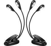 Asuinxurr Lot de 2 lampes de lecture à clip pour pupitre de musique à LED - Double bras - Pour livres dans le lit - Clip réglable à 360 degrés