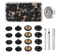 Asuinxurr Lot de 50 boutons-pression en cuir de 10 mm - Avec 4 outils d'installation pour coudre des vêtements, des bracelets, des vestes, des - Argenté