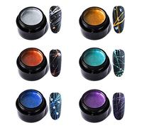 Asuinxurr Lot de 6 vernis à ongles en gel araignée, ligne de traction, en soie, ligne de peinture, traction, étirement, élasticité, design, vernis à ongles, longue durée