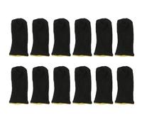 Asuinxurr Manches de Doigt en Fibre de à 18 Broches pour les Jeux Mobiles Contact Manches de Doigt D'éCran Noir et Jaune (12 PièCes SéRies)