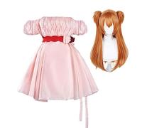 Asuka Langley Soryu Costume de cosplay Ayanami Rei - Tenue de cosplay - Robe rose pour femme - Robe d'été pour Halloween, Noël, carnaval, jeu de rôle