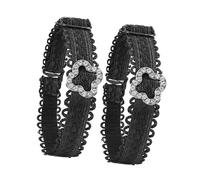 Asukohu 1 paire de boucles tendance - Sangles élastiques pour chaussures - Design antidérapant - Pour le quotidien - Sangles à talons hauts, Black Flower Shape, Taille unique