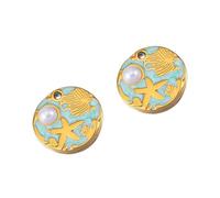 Asukohu 2 pièces en acier inoxydable inspiré de la mer avec feuille d'étoile de mer pour collier fait à la main Accessoires Le pendentif unique fait à la main thème océan Bricolage, taille unique