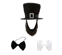 Asukohu Abrahams Lincolns Accessoires de costume Barbe Moustache Top Kills Président Jour Halloween Cosplay Costumes Abrahams Lincolns Accessoires, Noir , taille unique