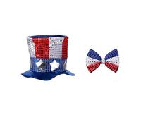 Asukohu Accessoires de costumes de drapeau de l'Amérique - Fausse barbe - Lunettes de soleil - Pour le 4 juillet - Fête de l'indépendance - Accessoires de costumes