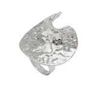 Asukohu Anneaux de déclaration en métal martelé contemporain Bande ouverte réglable Bijoux en alliage léger texturé unique pour un usage quotidien Chevilles irrégulières anguleuses, Comme décrit