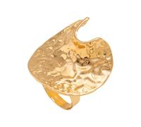 Asukohu Anneaux de déclaration en métal martelé contemporain Bande ouverte réglable Bijoux en alliage léger texturé unique pour un usage quotidien Chevilles irrégulières anguleuses, Comme décrit