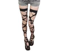 Asukohu Au-dessus des chaussettes hautes en lambeaux cuisses chaussettes de sapin de poisson bas été minces bas bas bas déchirés cuisses hautes, Noir , Over knee socks