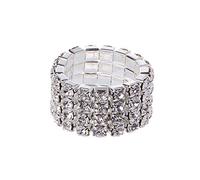 Asukohu Bague de doigt incrustée de cristal élastique à la mode Bague de fiançailles unique de mariage Promesse de cheville Bijoux Cadeau Sizer Outil de mesure pour les femmes, comme décrit