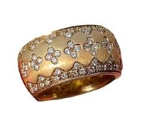 Asukohu Bague de mariage large en oxyde de zirconium scintillant, trèfles d'inspiration vintage, accessoires de bijoux pour femme avec diamants étincelants, taille unique, Comme décrit, Comme décrit.