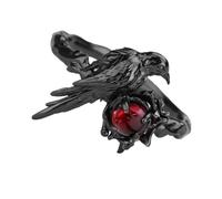 Asukohu Bagues mystérieuses en forme de corbeau avec pierres précieuses rouges sombres esthétiques mystères cultures bijoux uniques gothiques accessoires d'Halloween fête