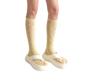 Asukohu Bas résille en dentelle, bas hauts, creuse, chaussettes de mollet ajourées en dentelle