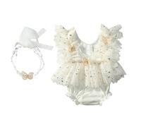 Asukohu Body pour bébé en dentelle délicate avec motif papillon - Costume de photographie de nouveau-né - Tissu polyester - Pour fille de 0 à 1 mois - Premier mois - Vêtements pour bébé