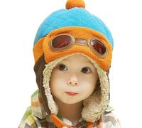 Asukohu Bonnet d'hiver tricoté avec cache-oreilles pour adolescentes, élégant, pour enfants, thermique, protection des oreilles, activités de plein air, bleu, taille unique