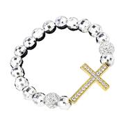 Asukohu Chaîne de perles religieuse extensible confortable avec finition métallique et potentiel de superposition élégant pour adultes religieux, taille unique, Comme décrit