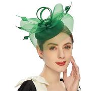Asukohu Chapeau bibi élégant pour fille - Joli accessoire pour fête de mariage - Pilulier noir avec voile pour funérailles, noir/vert, Taille unique