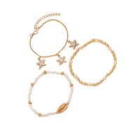 Asukohu Collection Tropicals Bracelet de cheville multicouche Coquillages étoiles de mer Charm réglable Chaîne de pied Accessoires Puka Shell Chaîne de pied Bijoux, taille unique, Comme décrit
