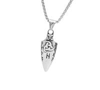 Asukohu Collier avec pendentif runes nordiques en acier inoxydable avec pendentif en forme de lance d'Odin