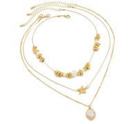 Asukohu Collier avec pendentif unique fabriqué à la main en forme d'étoile de mer avec double chaîne, design léger pour l'élégance quotidienne, les vacances, taille unique, Comme décrit, Comme décrit.