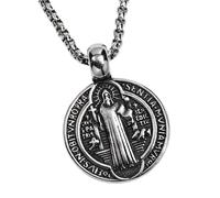 Asukohu Collier en alliage d'inspiration rétro pour hommes double face symbole exorcisme chaîne de cou confortables à porter chaîne bijoux foi bijoux inspirés, taille unique, Comme décrit, Comme