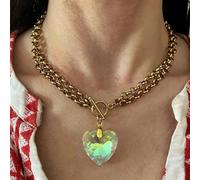 Asukohu Collier en forme de cœur à la mode qui change de couleur - Longueur réglable - Accessoire tendance pour un usage quotidien - Cadeau pour elle, taille unique, Comme décrit, Comme décrit