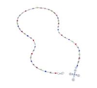 Asukohu Collier exquis avec pendentif en forme de croix complexe, collier élégant mettant en évidence des croix colorées en oxyde de zirconium pour les fêtes, les demoiselles d'honneur, taille unique