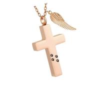 Asukohu Collier funéraire croisé pour cendres d'animaux de compagnie en métal antirouille avec compartiment à souvenirs invisible