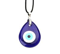 Asukohu Collier pour les mauvais yeux - Corde en cuir synthétique turc bleue pour les mauvais yeux - Collier pour femmes et hommes - Protection du bonheur - Cadeaux - Pendentif en or pour femmes