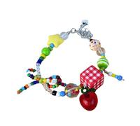 Asukohu Collier ras du cou avec perles colorées et nœud papillon avec breloque étoile et fruit Accessoires de mode pour femmes et filles