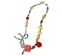 Asukohu Collier ras du cou avec perles colorées et nœud papillon avec breloque étoile et fruit Accessoires de mode pour femmes et filles