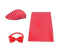 Asukohu Costume de serveur 3 pièces des années 1950 pour adulte Hot Dogs Sodas Jerk Movie Night Serveuse Cosplay Costume pour fête de cirque Halloween Sodas Jerk