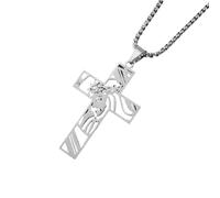 Asukohu Crucifix catholique tendance avec collier longueur réglable unisexe collier chaîne accessoires symbole foi bijoux symbole collier, taille unique, Comme décrit, Comme décrit.