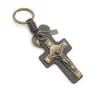 Asukohu Cuir PU et alliage de zinc Porte-clés Religieux Porte-clés Mode Crucifix Sac Pendentif Charme Accessoire pour les créateurs de tendances