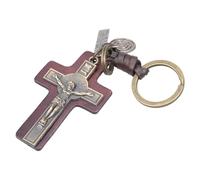 Asukohu Cuir PU et alliage de zinc Porte-clés Religieux Porte-clés Mode Crucifix Sac Pendentif Charme Accessoire pour les créateurs de tendances