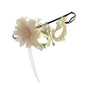 Asukohu Demi-visage de bal masqué en métal avec fleur et strass pour femme