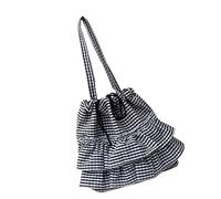 Asukohu Élégant sac à bandoulière en toile à volants pour étudiants et jeunes professionnels, Noir , One Size