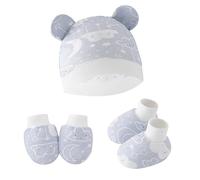Asukohu Ensemble bonnet et chaussettes anti-rayures pour nouveau-né en coton avec moufles et couvre-pieds pour garçons et filles, cloud, taille unique