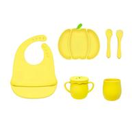 Asukohu Ensemble d'assiettes en silicone en forme de citrouille d'Halloween - Plateau de service pratique avec ventouse - Outil de salle à manger sécurisé - Petites assiettes à vaisselle