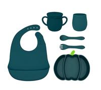 Asukohu Ensemble d'assiettes en silicone en forme de citrouille d'Halloween - Plateau de service pratique avec ventouse - Outil de salle à manger sécurisé - Petites assiettes à vaisselle