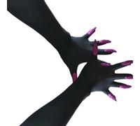 Asukohu Gants de loup effrayants faits à la main pour Halloween, ongles de sorcière, Mardi Gras, ongles longs, anniversaire, cosplay, costume d'Halloween pour enfants, rose rouge, taille unique