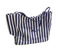 Asukohu Grand sac en toile rayé unique pour un usage quotidien décontracté pour femme, sac à bandoulière tendance, sac à main sous les bras, sac à main multifonction, bleu, One Size