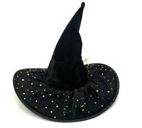 Asukohu Halloween Witch Stars Dentelles Designs Casquettes de sorcières noires Grandes sorcières noires Halloween Fête Cosplay Costume de sorcière, Noir , taille unique