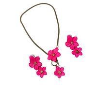 Asukohu Hot Day Ensemble de bijoux de plage Collier de fleurs tendance et boucles d'oreilles déclaration Bijoux en alliage Cadeau pour des occasions spéciales Accessoires de fleurs en alliage léger