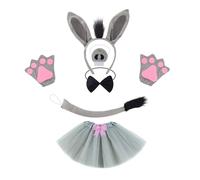 Asukohu L'ensemble de costume d'âne comprend une queue d'âne, un bandeau, un nœud papillon, une jupe, un gant et une jupe pour Halloween, déguisement pour enfants, cosplay, fête d'animaux