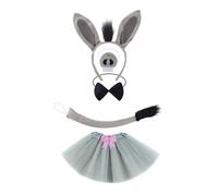 Asukohu L'ensemble de costume d'âne comprend une queue d'âne, un bandeau, un nœud papillon, une jupe, un gant et une jupe pour Halloween, déguisement pour enfants, cosplay, fête d'animaux