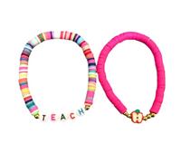 Asukohu Lot de 2 bracelets en bois de perles de fruits pour enseignants, garderie, formateurs grâce à un professeur de cadeau, appréciation des enseignants préscolaires préscolaires préscolaires