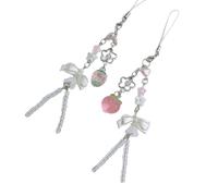 Asukohu Lot de 2 chaînes de téléphone uniques en forme de fraise combinant styles et fonctionnalité, pendentif de téléphone pêche pour ajouter du charme à n'importe quelle tenue