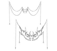 Asukohu Lot de 2 demi-chaînes mécaniques en métal avec taille réglable et couverture faciale irrégulière avec structure en laiton pour les amateurs de mode