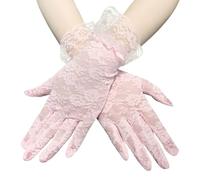 Asukohu Lot de 2 gants à motif floral pour femme - Mitaines courtes en dentelle - Mitaines de mariage - Convient pour les événements de mariée - Longueur du poignet élégant - Soirée, a, taille unique
